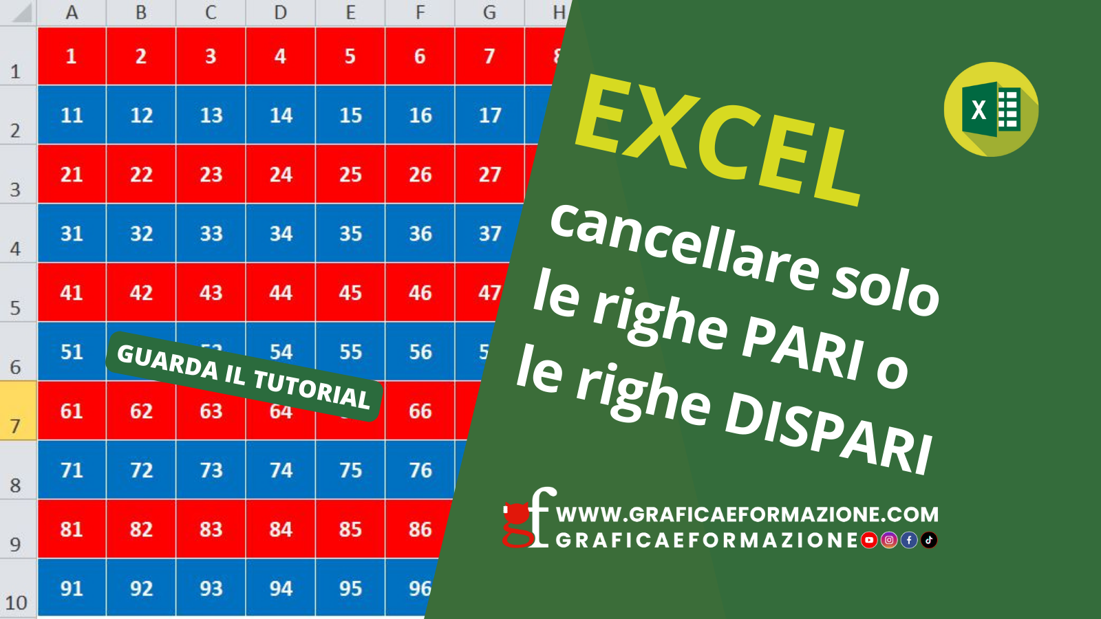 tutorial Excel eliminare le righe pari o dispari