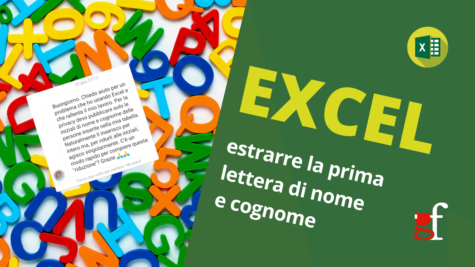 Excel: estrarre la prima lettera di un testo