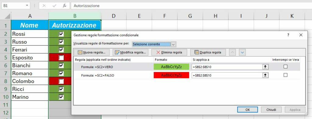 Excel: Formattazione condizionale