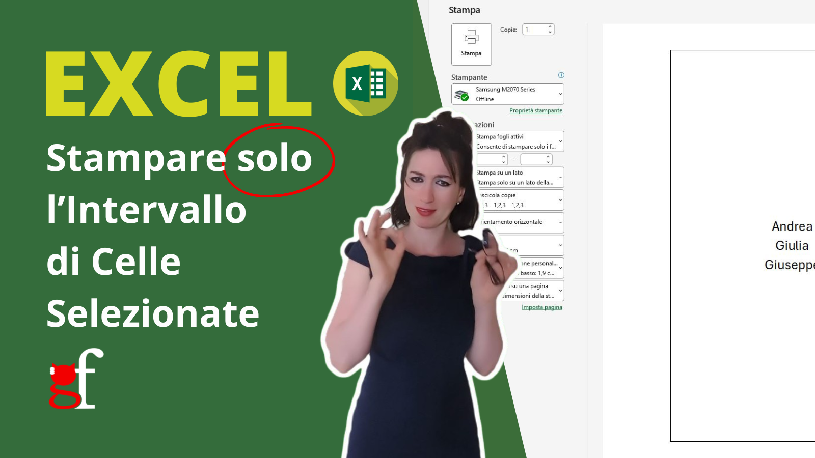 Stampare l'Intervallo di Celle Selezionato