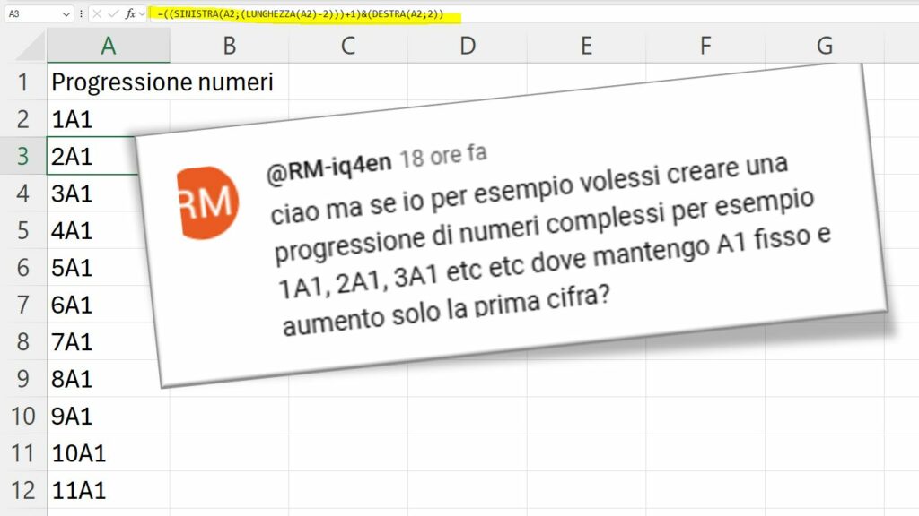 Come creare una progressione numerica con formula in Excel